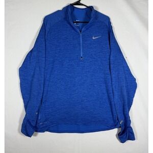 Nike Therma Sphere Element Pullover Mens 2XL Blue Fleece Waffle Running Training